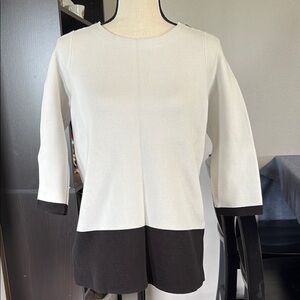 Ann Taylor LOFT Women’s Sz M Zipper Shoulder Color Block 3/4 Sleeve Top